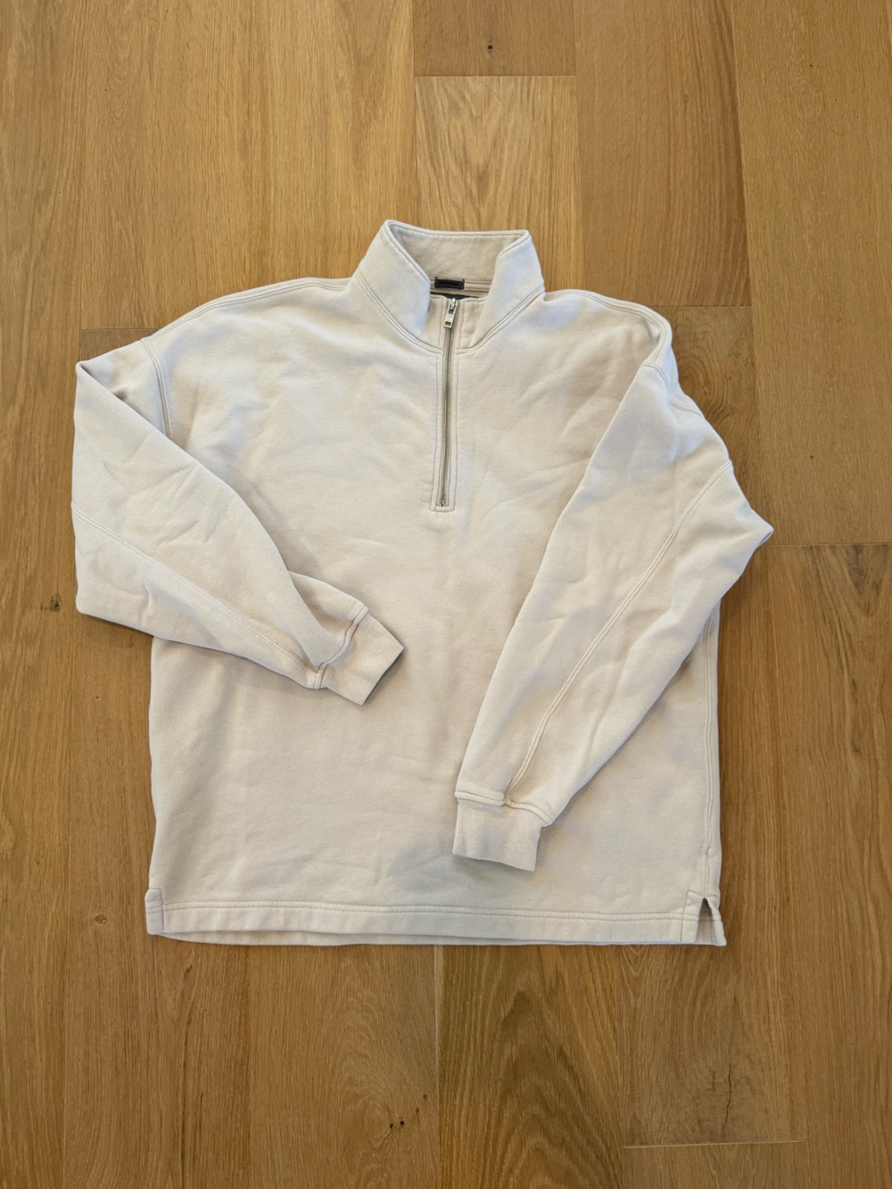 Abercrombie & Fitch Off-White Quarter-Zip Pullover Sweatshirt